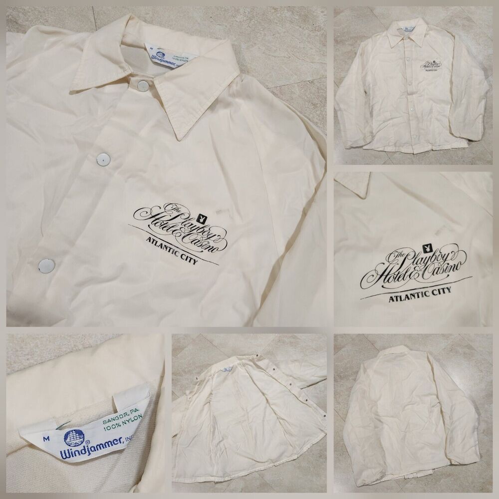 VTG The‎ Playboy Hotel & Casino Atlantic City Mens M Medium Satin Bomber Jacket